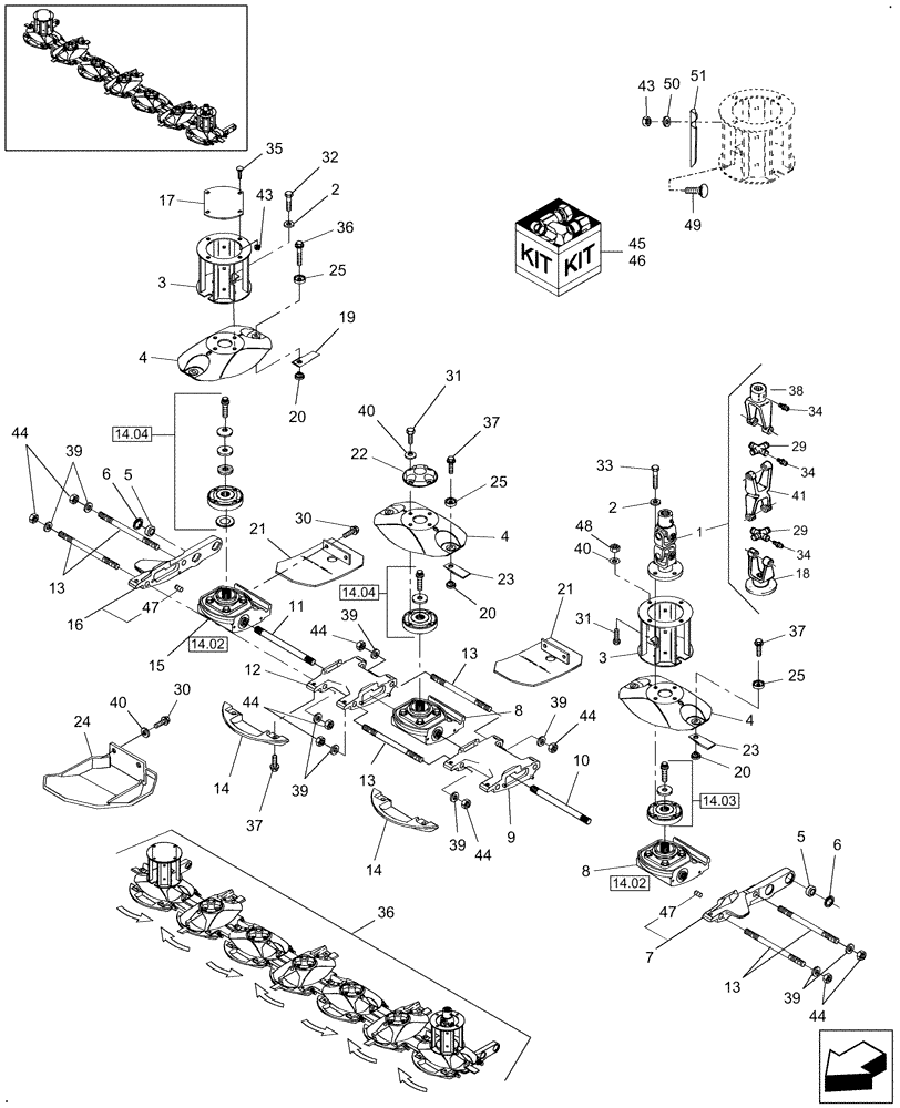 Схема запчастей Case IH DC92F - (14.01/01) - CUTTERBAR (14) - CROP CUTTING