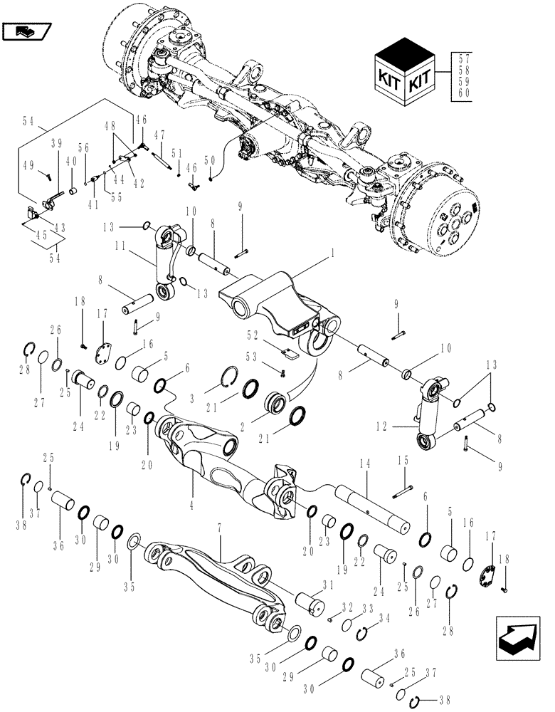 Схема запчастей Case IH MAGNUM 210 - (25.122.01) - FRONT AXLE, SUSPENSION, SUSPENDED MFD (25) - FRONT AXLE SYSTEM