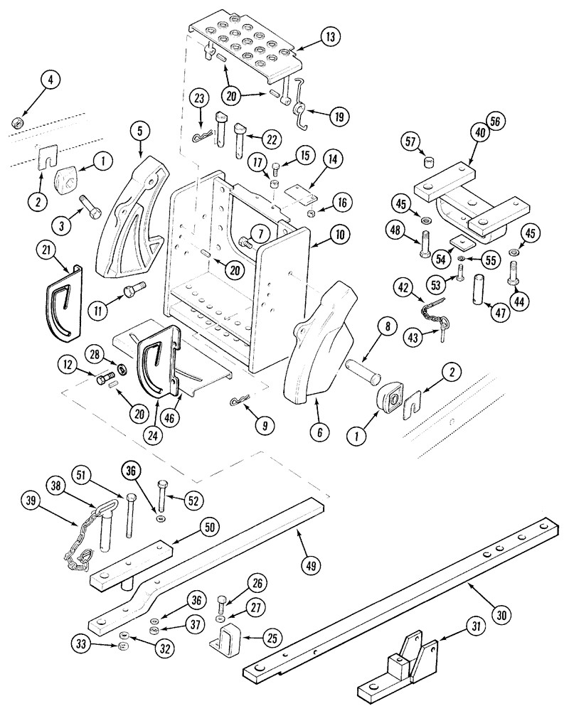 Схема запчастей Case IH 5120 - (9-012) - HITCH, STABILIZER, DRAWBAR AND PTO SHIELD (09) - CHASSIS/ATTACHMENTS