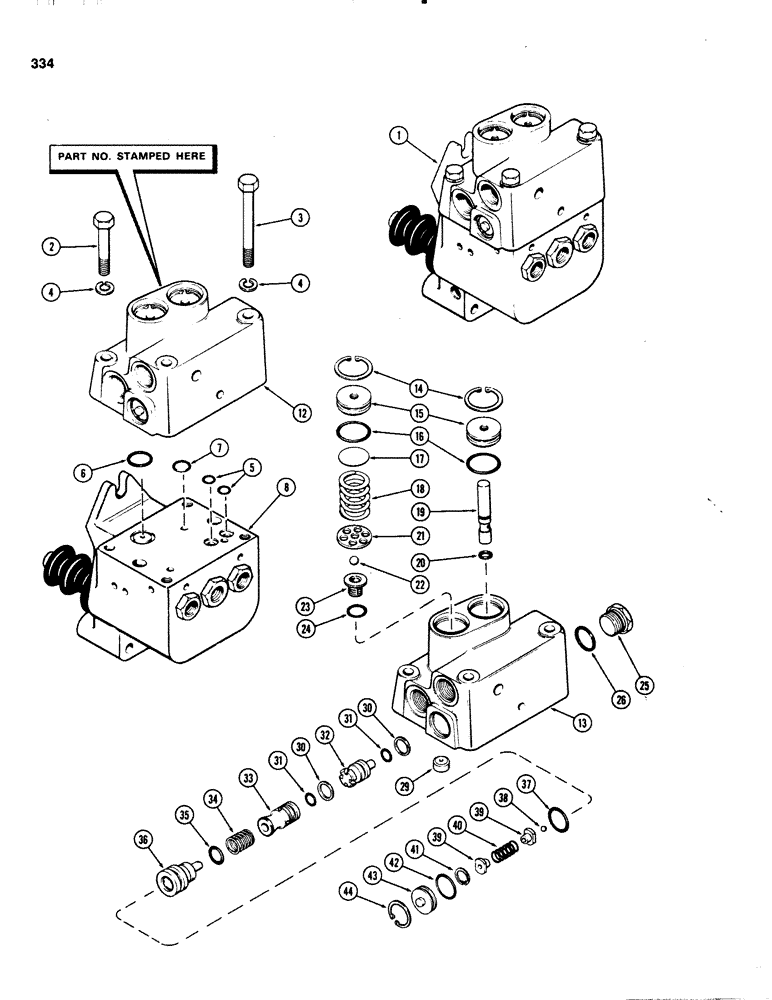 Схема запчастей Case IH 1070 - (0334) - A65055 POWER BRAKE VALVE, PART NUMBER STAMPED ON COVER (07) - BRAKES