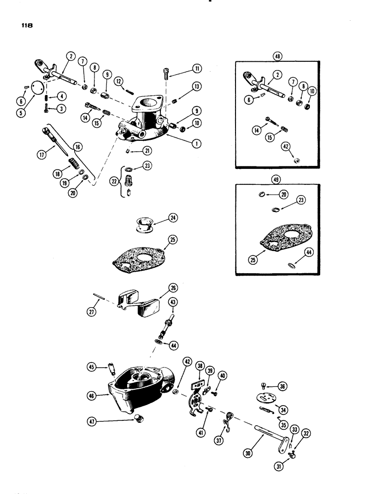 Схема запчастей Case IH 730 SERIES - (118) - A20813 CARBURETOR, 251 AND 284 SPARK IGINITION ENGINES, USED PRIOR TO TRAC. S/N 8201146 (03) - FUEL SYSTEM