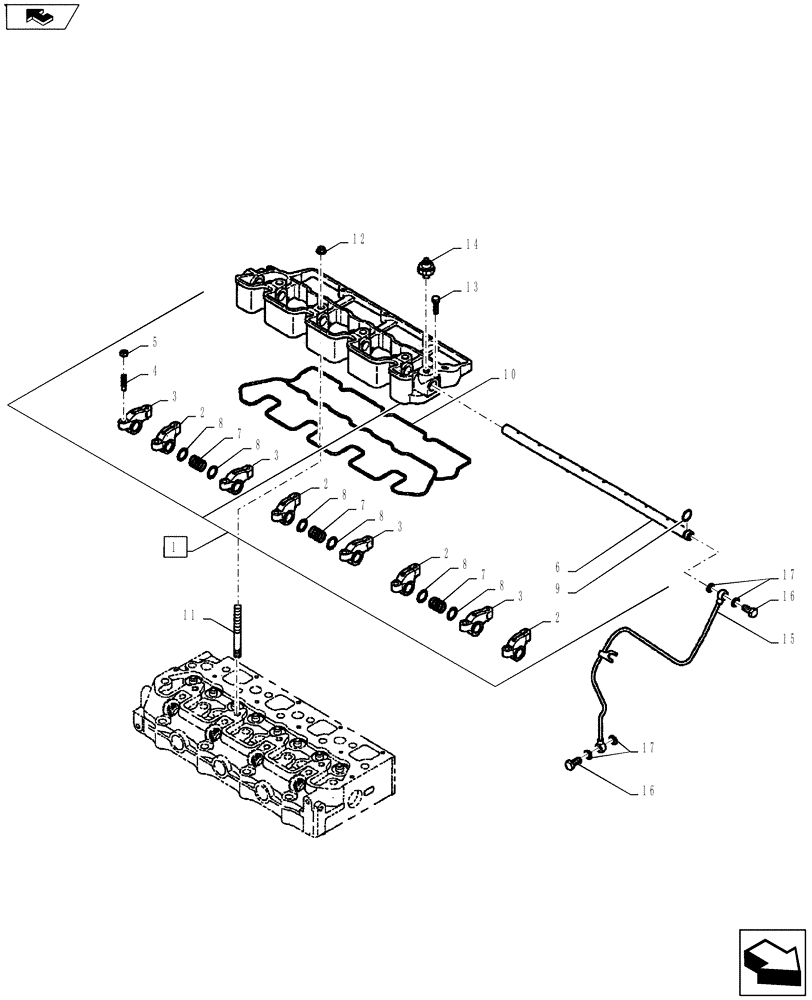 Схема запчастей Case IH FARMALL 45A - (10.101.02[02]) - CYLINDER HEAD COVER - ROCKER SHAFT (10) - ENGINE