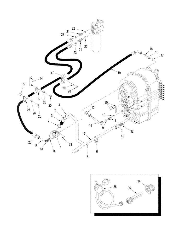 Схема запчастей Case IH STX375 - (06-19) - TRANSMISSION - LUBRICATION, WITH POWER SHIFT TRANSMISSION, BSN JEE0104001 (06) - POWER TRAIN