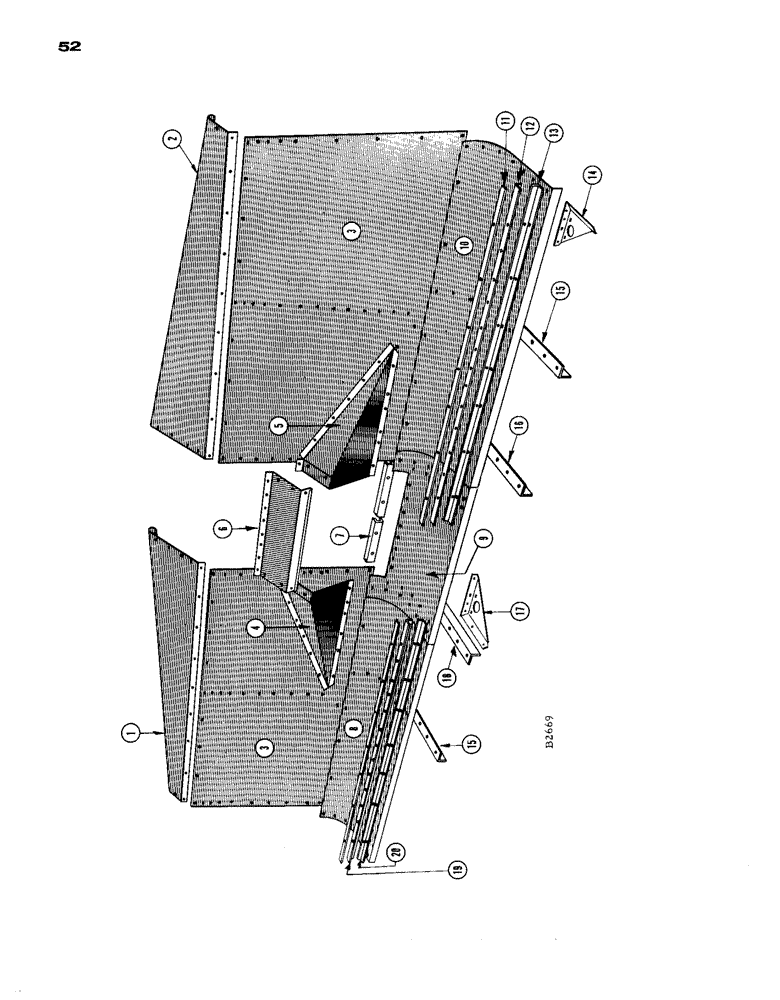 Схема запчастей Case IH 1660 - (052) - 14 FT. HEADER AUGER TROUGH (58) - ATTACHMENTS/HEADERS