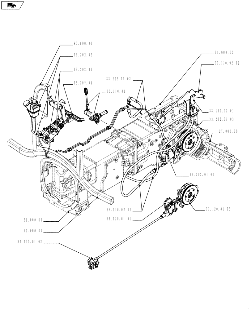 Схема запчастей Case IH FARMALL 65C - (33.000.00) - PICTORIAL INDEX - BRAKES AND CONTROLS (33) - BRAKES & CONTROLS