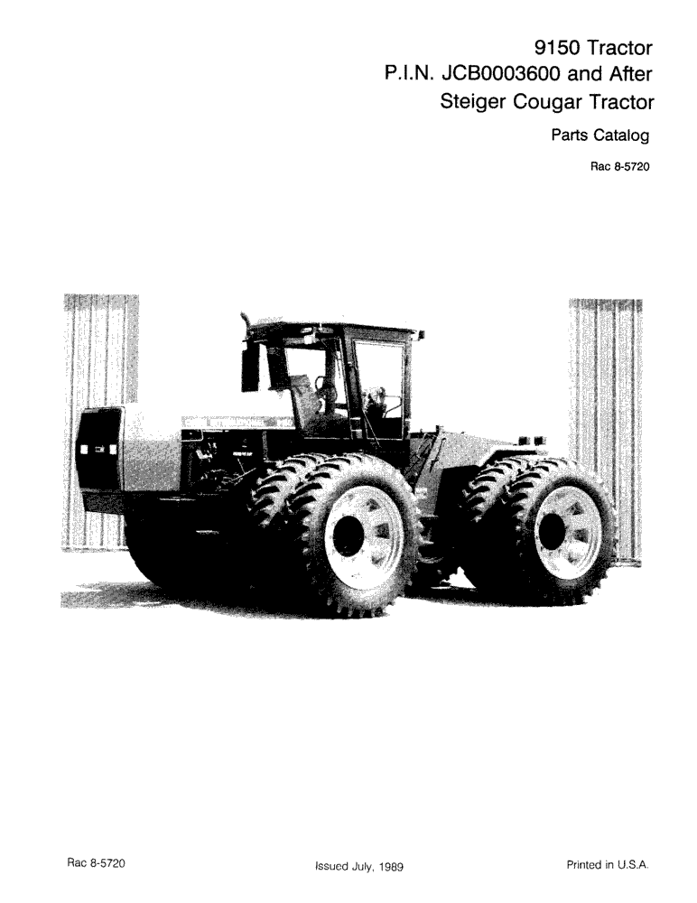 Схема запчастей Case IH 9150 - (1-01) - 9150 TRACTOR P.I.N. JCB0003600 AND AFTER STEIGER COUGAR TRACTOR, PARTS CATALOG (00) - PICTORIAL INDEX