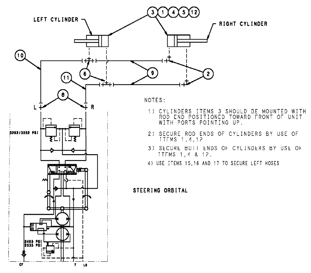 Схема запчастей Case IH TITAN 3520 - (06-006[02]) - HYDRAULIC STEERING GROUP (07) - HYDRAULICS