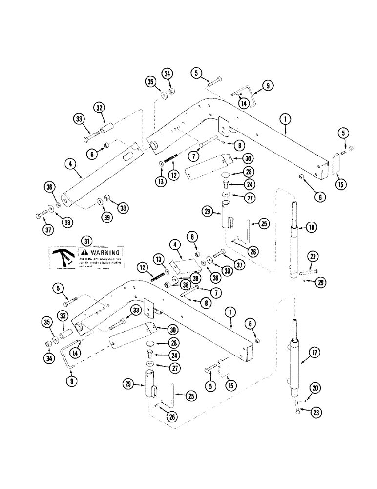 Схема запчастей Case IH 1010 - (9A-38) - REEL SUPPORT ARMS AND LIFT CYLINDERS (58) - ATTACHMENTS/HEADERS
