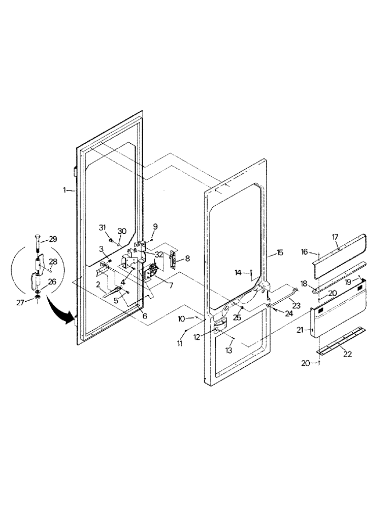 Схема запчастей Case IH KP-525 - (01-02) - DOOR ASSEMBLY (10) - CAB
