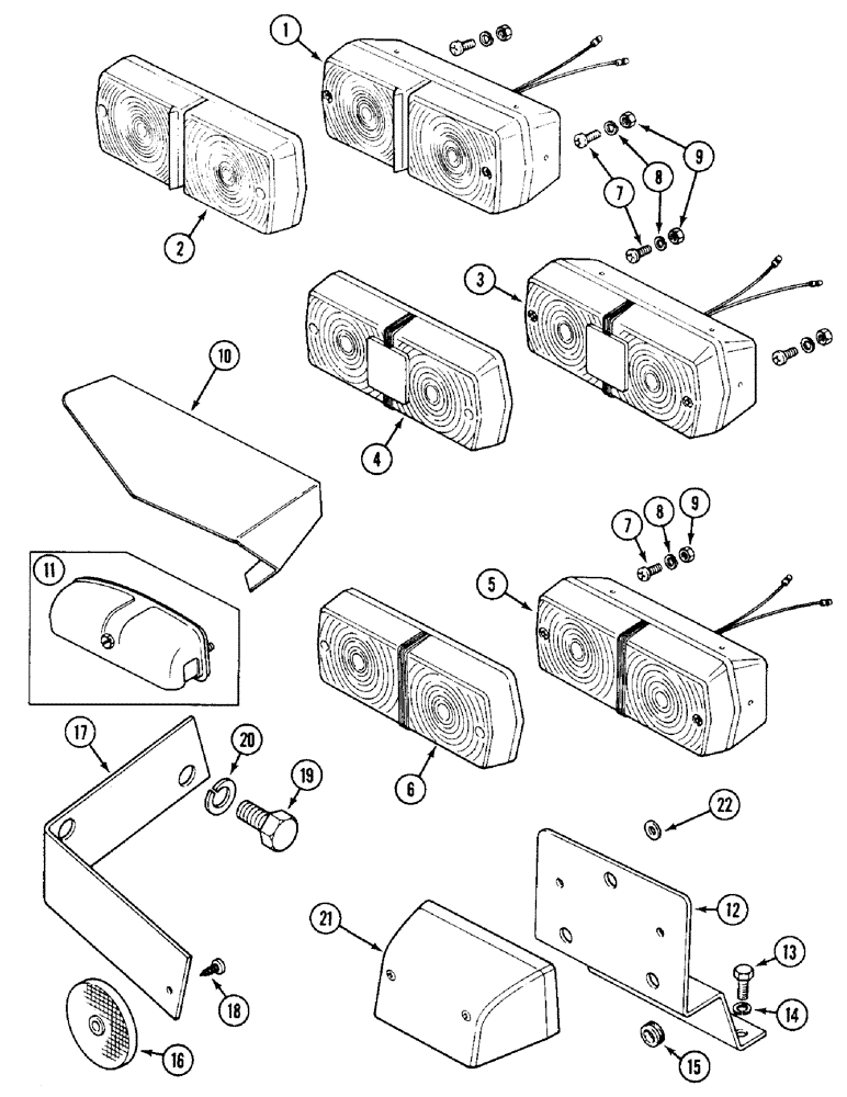 Схема запчастей Case IH 1394 - (4-088) - SIDE AND REAR WARNING LAMPS, TRACTORS WITHOUT CAB (04) - ELECTRICAL SYSTEMS