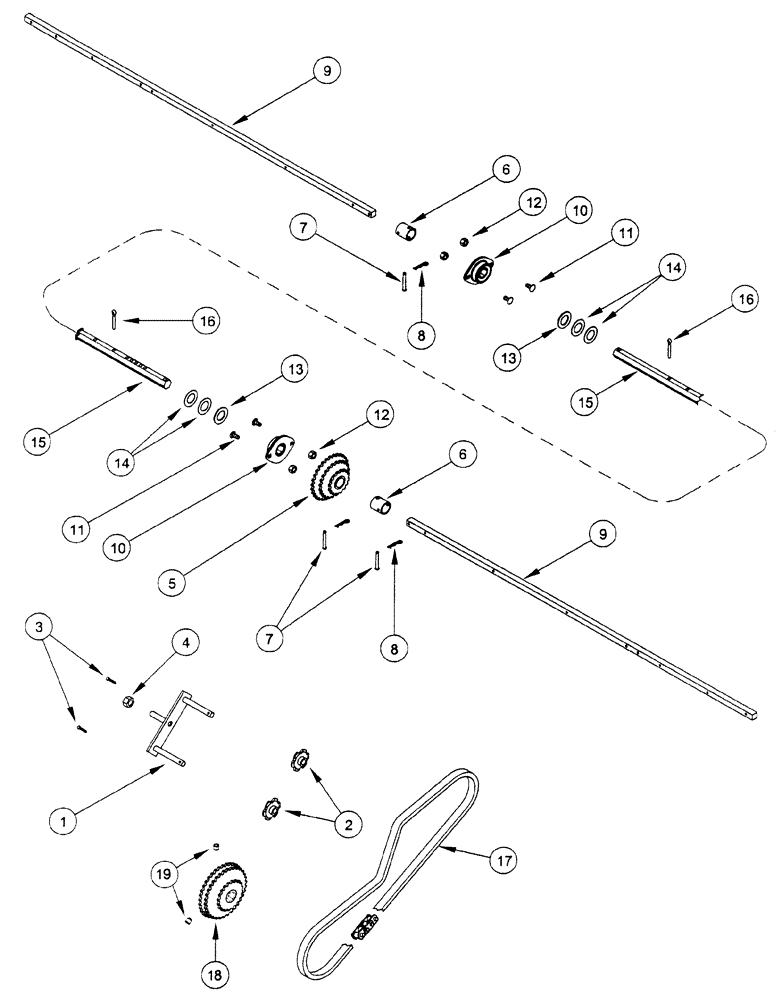 Схема запчастей Case IH 1230 - (35.720.25) - SECONDARY FERTILIZER DRIVE SYSTEM, DRY FERTILIZER, 6 ROW RIGID TRAILING (35) - HYDRAULIC SYSTEMS