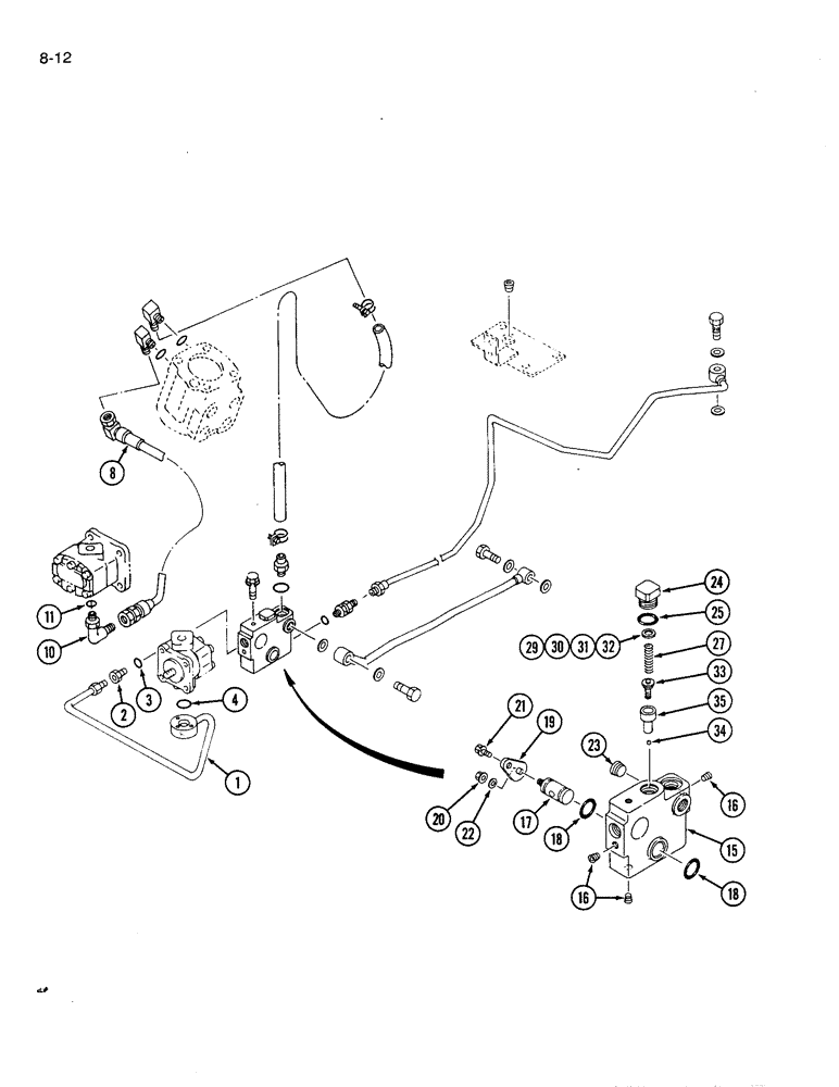 Схема запчастей Case IH 1120 - (8-12) - HYDRAULIC VALVE, LINES AND CONNECTIONS (08) - HYDRAULICS