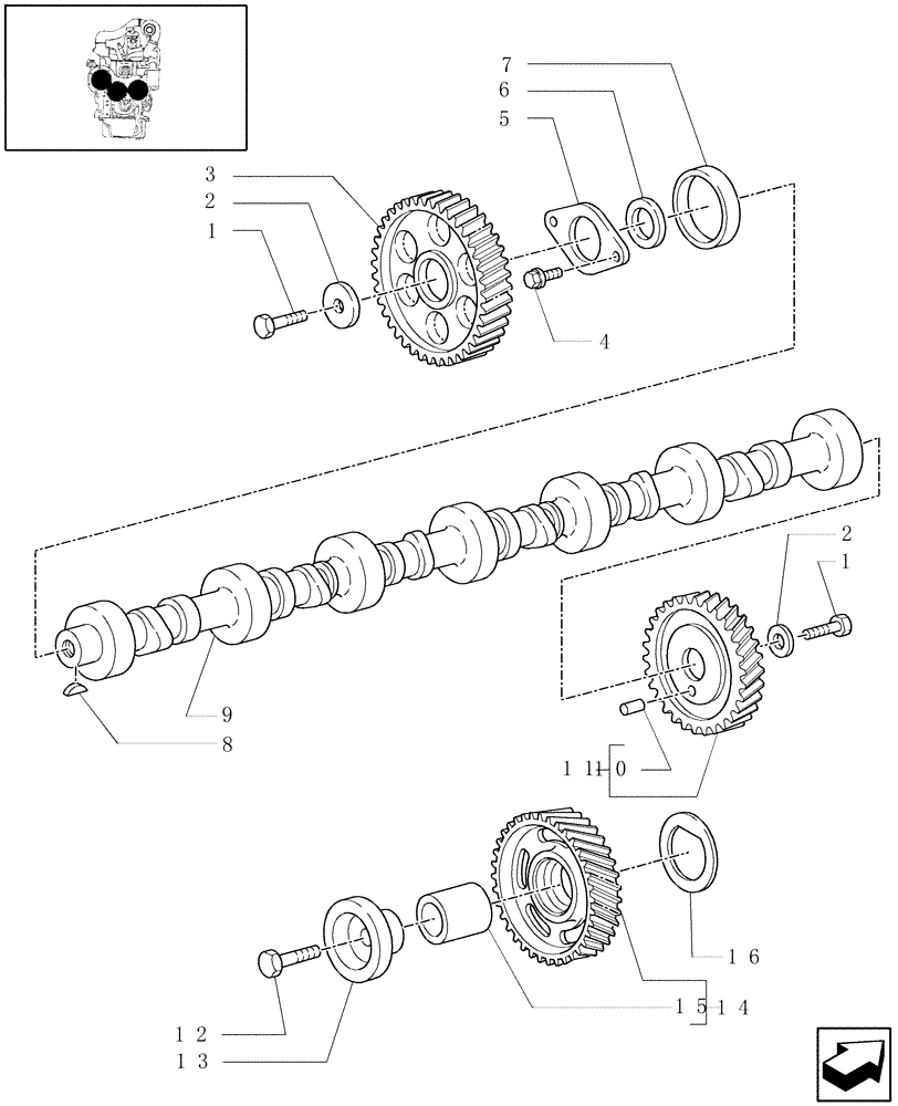 Схема запчастей Case IH WDX1902 - (01.10[1]) - TIMING GEAR AND CAMSHAFT (01) - ENGINE