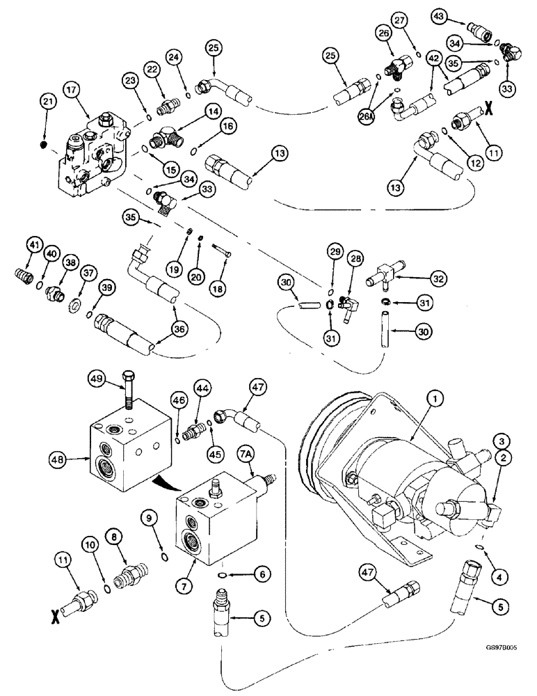 Схема запчастей Case IH 2188 - (8-42) - REEL DRIVE SYSTEM, PRIOR TO COMBINE P.I.N. JJC0191483 (07) - HYDRAULICS