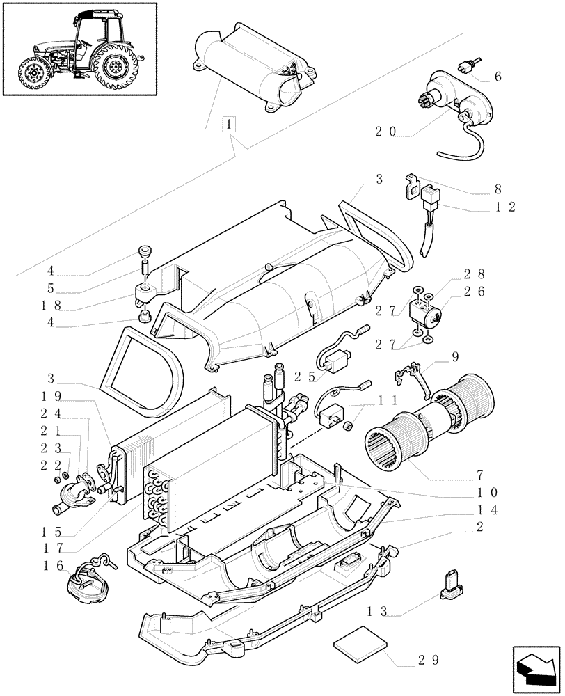 Схема запчастей Case IH JX1070C - (1.92.94/02A) - AIR CONDITIONING-CONDITIONER - RELEVANT PARTS (10) - OPERATORS PLATFORM/CAB