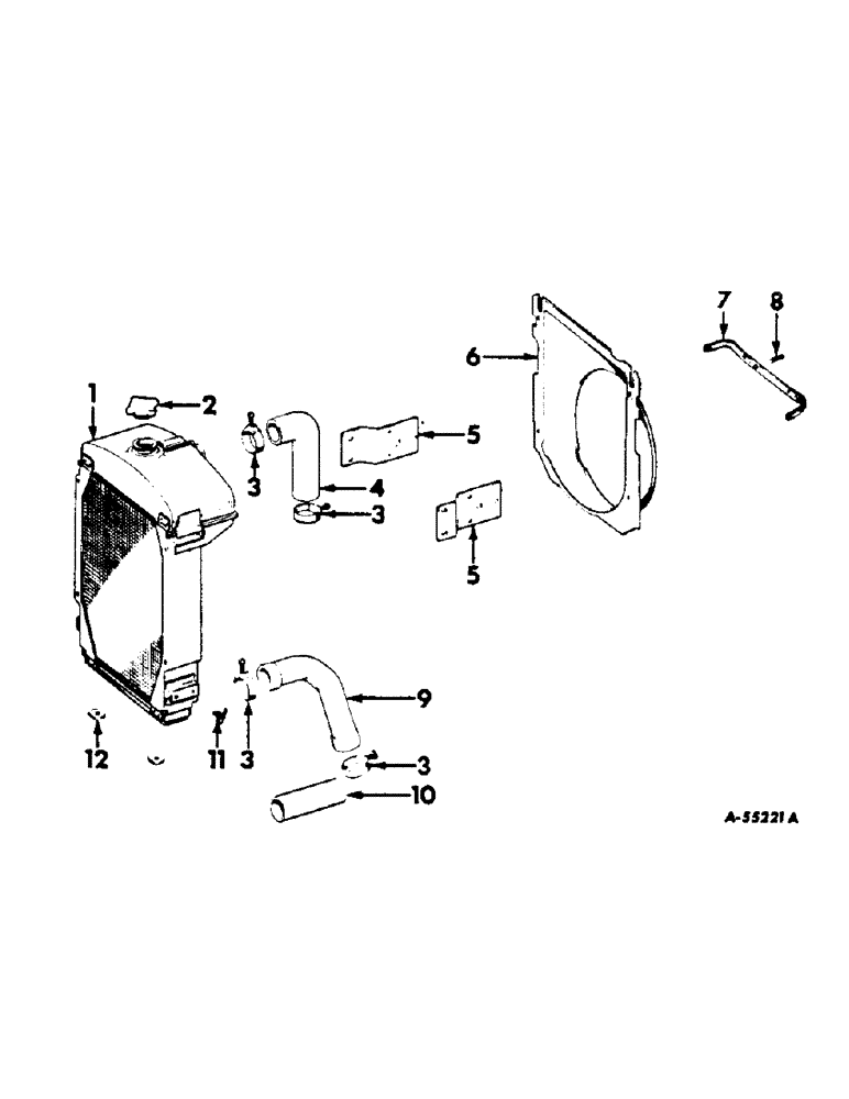 Схема запчастей Case IH 460 - (055) - COOLING SYSTEM, RADIATOR AND CONNECTIONS, INTERNATIONAL 460 SERIES COOLING SYSTEM