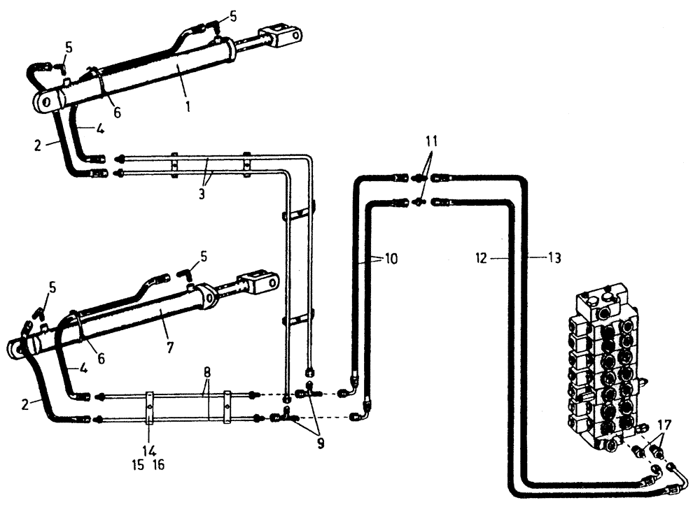 Схема запчастей Case IH 7700 - (B07[01]) - HYDRAULIC CIRCUIT, ELEVATOR LIFT KIT, UP TO AND INCLUDING SERIAL # 7659 Hydraulic Components & Circuits