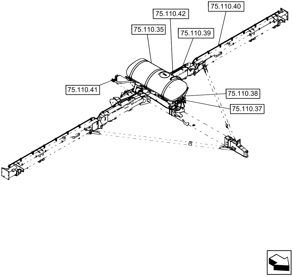 Схема запчастей Case IH 1250 - (75.000.00[04]) - LIQUID FERTILIZER - PICTORIAL INDEX - 24 ROW, 600 GALLON TANK (75) - SOIL PREPARATION