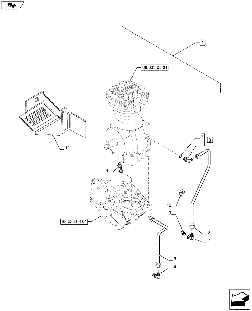 Схема запчастей Case IH PUMA 200 - (88.033.08[02]) - DIA KIT - PNEUMATIC TRAILER BRAKE (UNIVERSAL) - PIPES (88) - ACCESSORIES