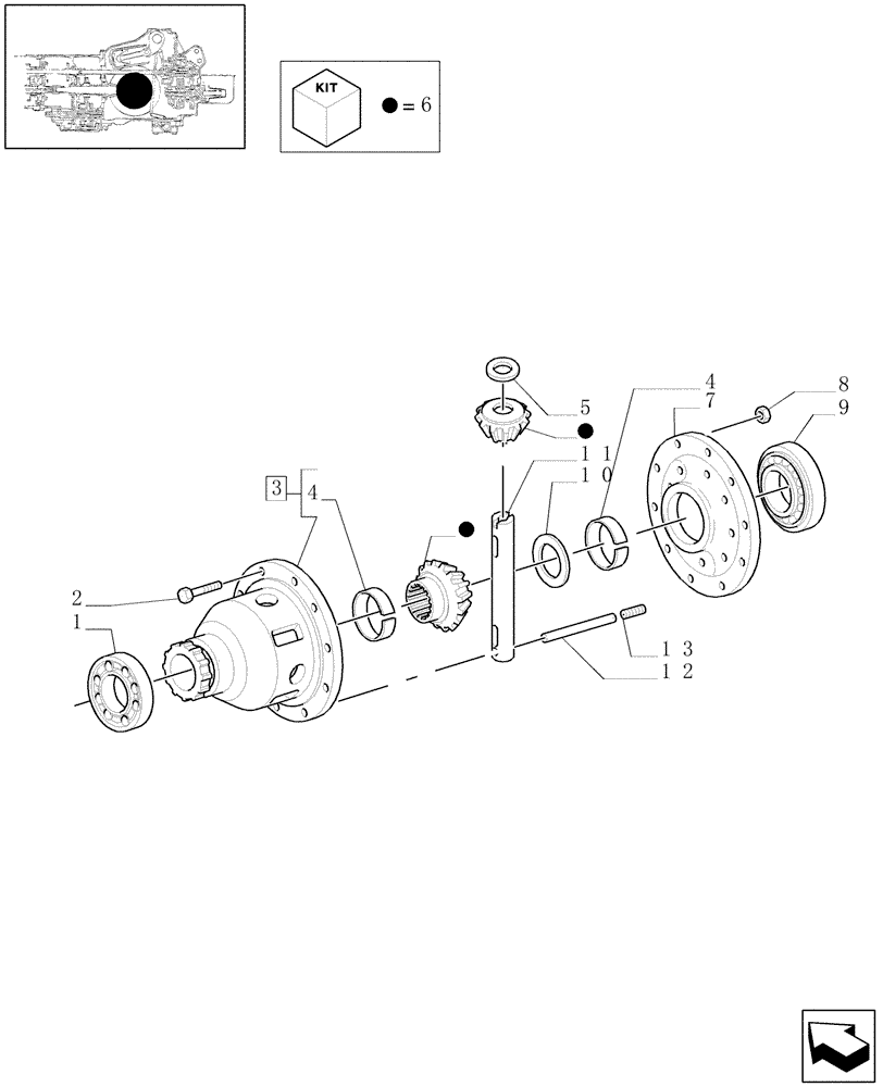 Схема запчастей Case IH MAXXUM 110 - (1.32.4) - DIFFERENTIAL GEARS WITH MECHANICAL LOCK FOR REAR AXLE (03) - TRANSMISSION