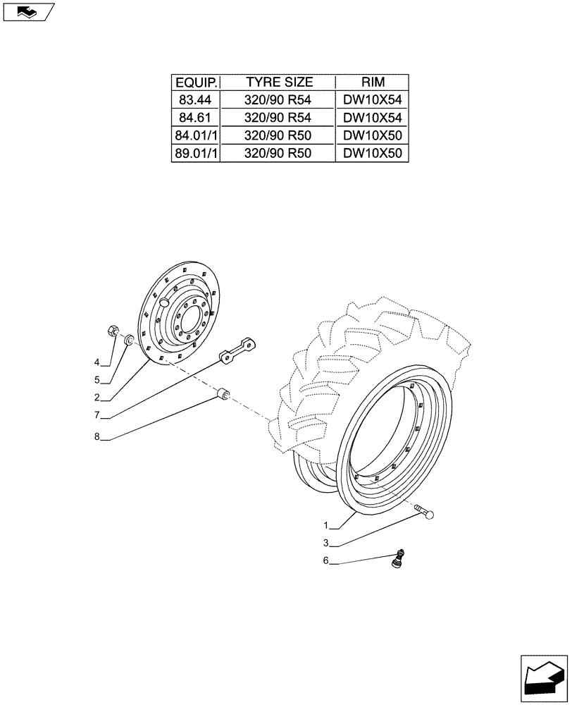 Схема запчастей Case IH PUMA 200 - (44.520.01[07]) - REAR WHEELS (44) - WHEELS