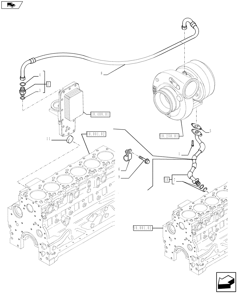 Схема запчастей Case IH F4HE9687F J100 - (10.304.05) - PIPING - ENGINE OIL (504366487) (10) - ENGINE