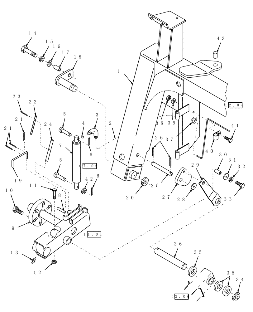 Схема запчастей Case IH SCX100 - (12.05) - FRAME, RH (12) - MAIN FRAME