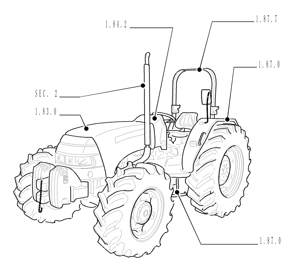 Схема запчастей Case IH JX95 - (SEC. 08) - SHEET METAL (00) - GENERAL