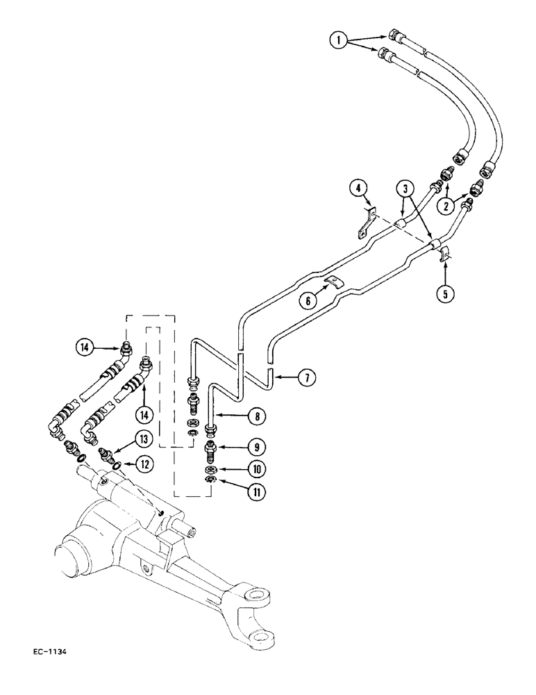 Схема запчастей Case IH 248 - (5-292) - STEERING PIPES FRONT - 4 WHEEL DRIVE, 258, 485, 585: 18001- (05) - STEERING