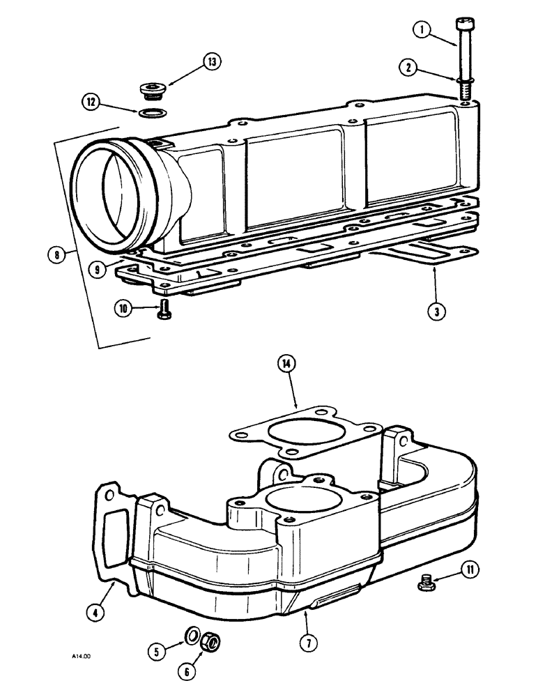 Схема запчастей Case IH 2130 - (2-14) - MANIFOLDS (3 CYL), 2120, 2130 (02) - ENGINE