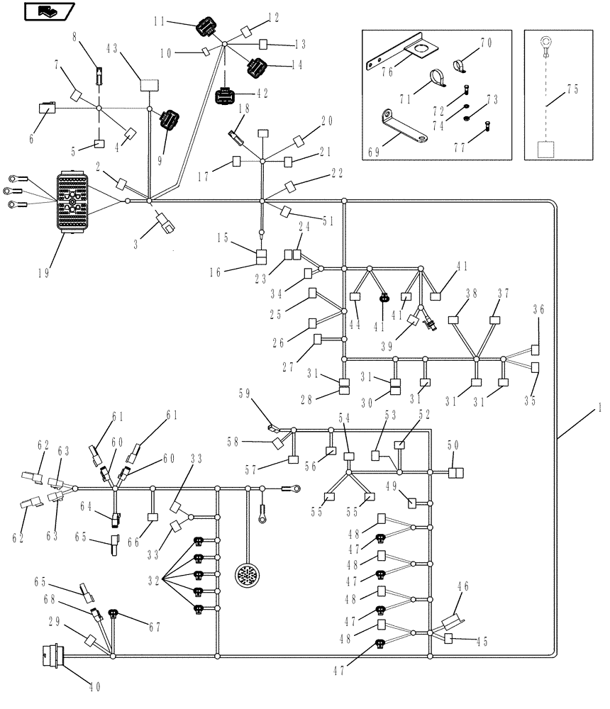 Схема запчастей Case IH MAGNUM 180 - (55.100.02) - HARNESS, CHASSIS, WITH POWERSHIFT TRANSMISSION (55) - ELECTRICAL SYSTEMS