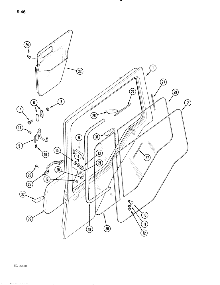Схема запчастей Case IH 595 - (9-046) - CAB, DOORS, WINDOWS AND TRIM (09) - CHASSIS/ATTACHMENTS