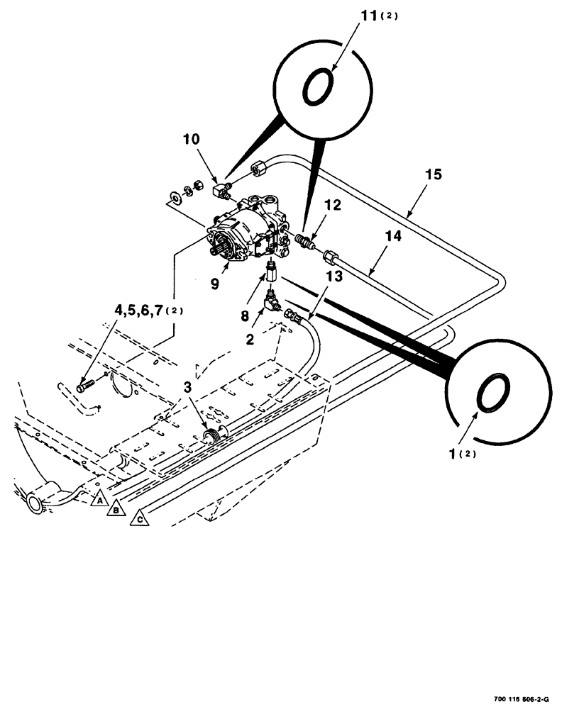 Схема запчастей Case IH 8840 - (08-040) - HEADER DRIVE ASSEMBLY (REAR) (35) - HYDRAULIC SYSTEMS