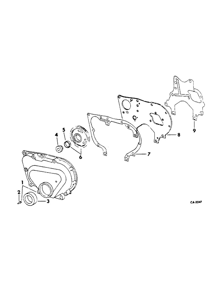 Схема запчастей Case IH C-175 - (F-15) - CRANKCASE FRONT COVER AND IDLER GEAR, 454, 464, 2400A, 2400B & 2405B TRACTORS 