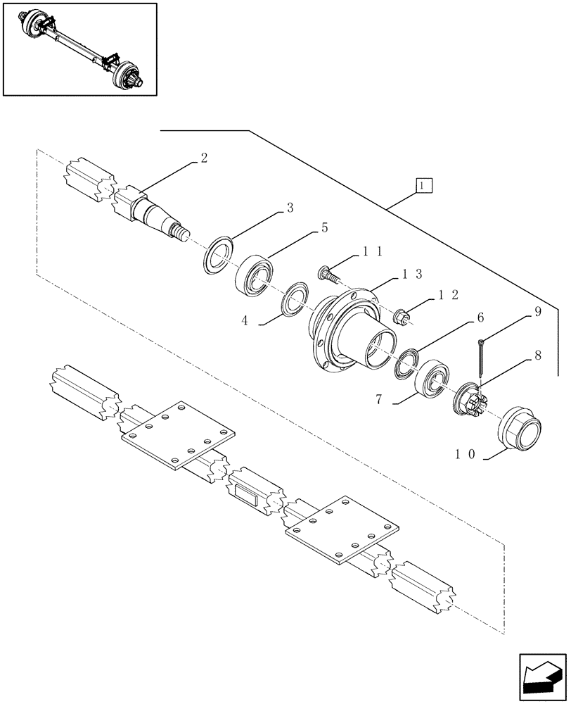 Схема запчастей Case IH LBX421S - (05.02[01]) - SINGLE AXLE WITHOUT BRAKES (05) - AXLE