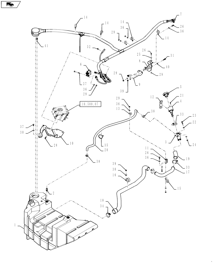 Схема запчастей Case IH QUADTRAC 500 - (10.500.02[02]) - SCR TANK & PLUMBING - QUADTRAC - ASN ZBF126279 (10) - ENGINE