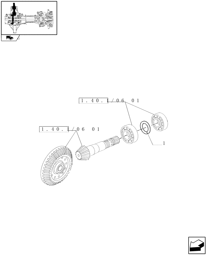 Схема запчастей Case IH PUMA 155 - (1.40.1/06[02]) - (CL.4) FRONT AXLE W/MULTI-PLATE DIFF. LOCK AND STEERING SENSOR - ADJUSTING SHIMS (04) - FRONT AXLE & STEERING