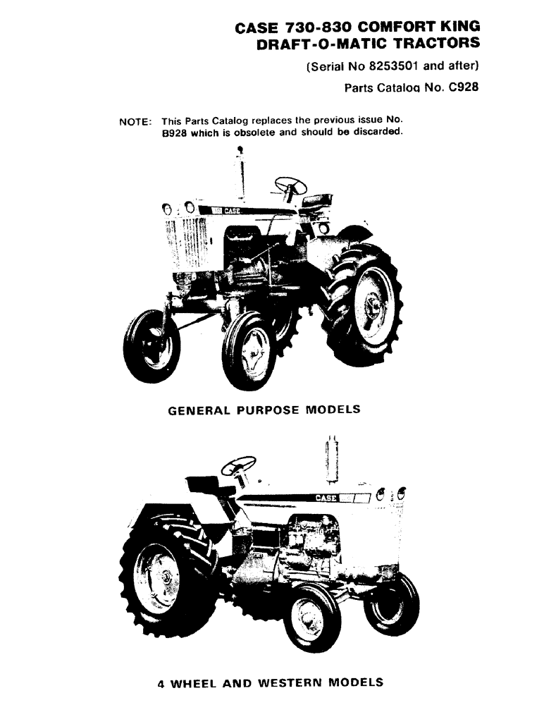 Схема запчастей Case IH 830-SERIES - (001) - PARTS CATALOG (00) - PICTORIAL INDEX