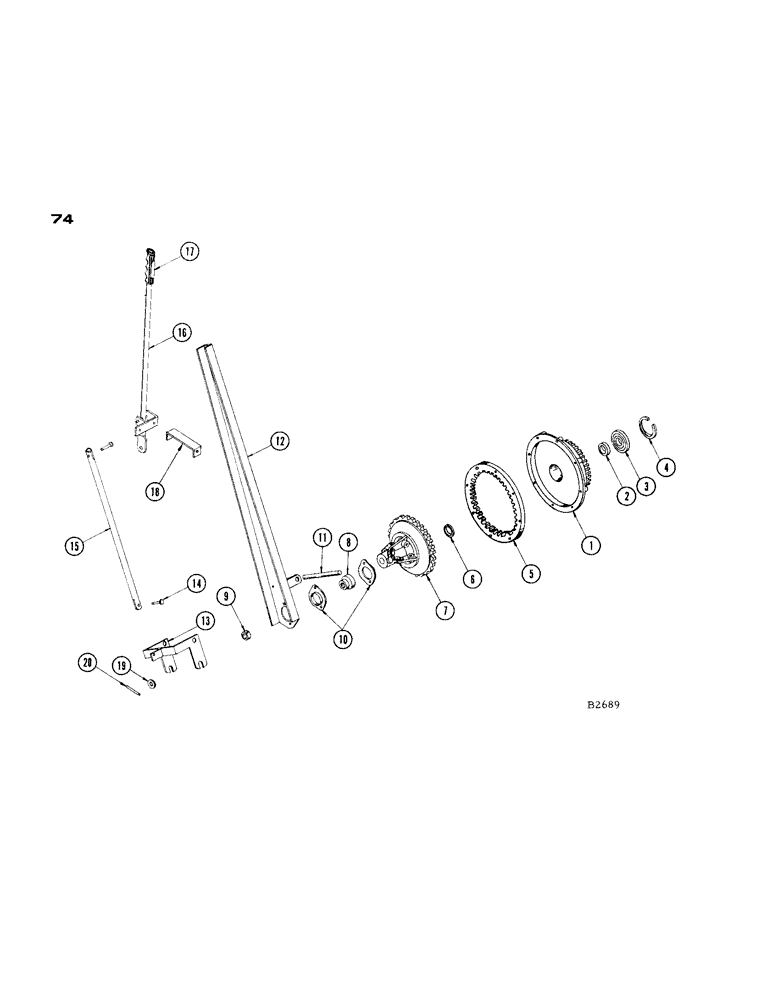 Схема запчастей Case IH 1660 - (074) - OVER CENTER CLUTCH, HEADER DRIVE (60) - PRODUCT FEEDING