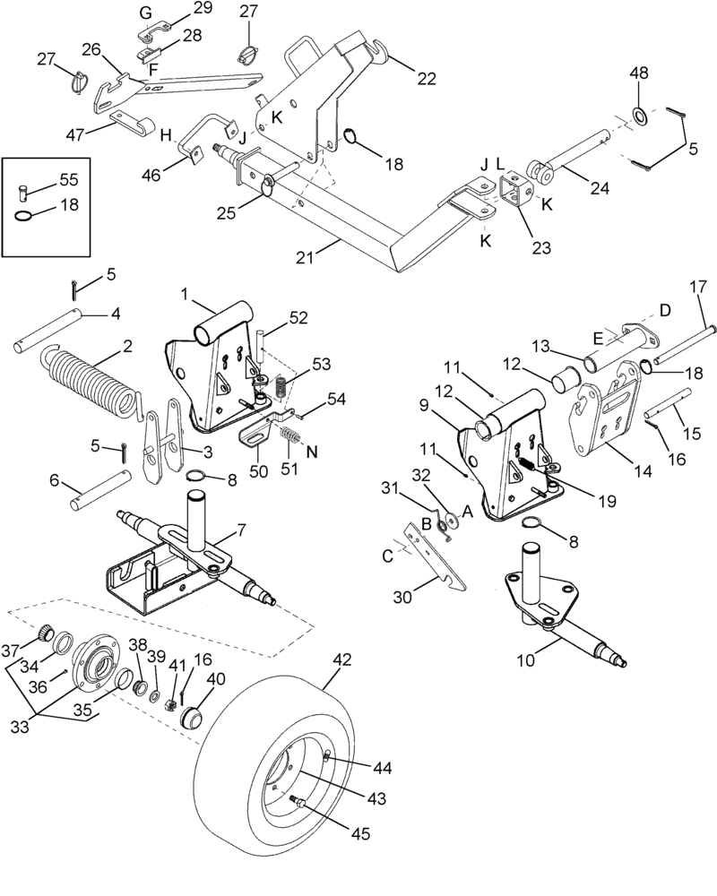 Схема запчастей Case IH 2062 - (09-24) - TRANSPORT OPTION WHEELS AND SUPPORTS (03) - CHASSIS/MOUNTED EQUIPMENT
