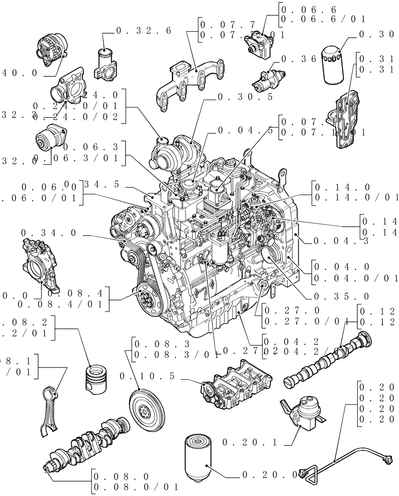 Схема запчастей Case IH MXU110 - (0.02.0) - SEC. 01 - ENGINE (01) - ENGINE