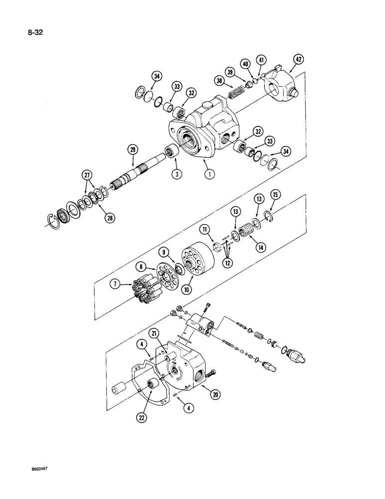 Схема запчастей Case IH 9250 - (8-032) - HYDRAULIC PISTON PUMP (08) - HYDRAULICS