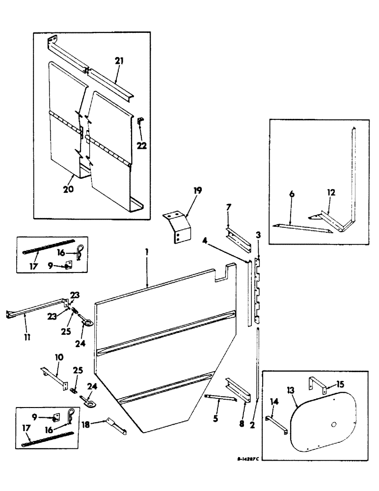 Схема запчастей Case IH 303 - (056) - SEPARATOR SHIELDS, LH, SERIAL NO. 7278 AND ABOVE (90) - PLATFORM, CAB, BODYWORK AND DECALS