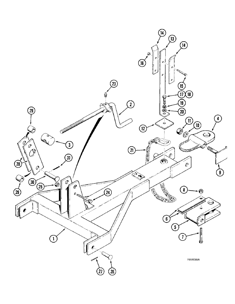 Схема запчастей Case IH 5800 - (9-76) - LEVEL LIFT HITCH, FRONT ADJUSTABLE HITCH (09) - CHASSIS/ATTACHMENTS
