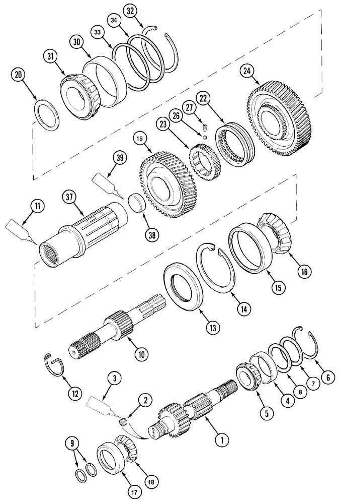 Схема запчастей Case IH MX90C - (06-27) - P.T.O. SHIFTABLE 630/1000 R.P.M., EUROPE ONLY (06) - POWER TRAIN