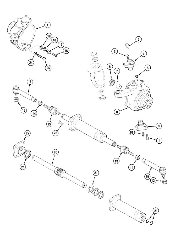Схема запчастей Case IH MX120 - (05-11) - STEERING CYLINDER AND SWIVEL HOUSINGS (05) - STEERING