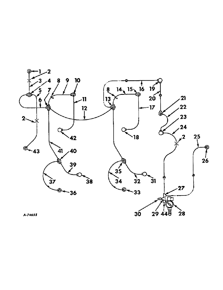 Схема запчастей Case IH 47 - (B-63) - CENTRALIZED LUBRICATION ATTACHMENT VALVES, TUBING & FITTINGS 