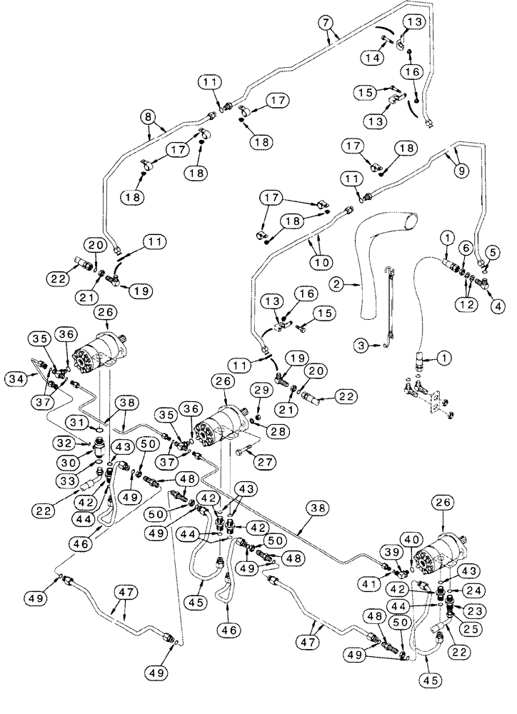 Схема запчастей Case IH 2555 - (08-38) - COMPACTOR AUGER DRIVE MOTOR SUPPLY AND RETURN LINES (07) - HYDRAULICS