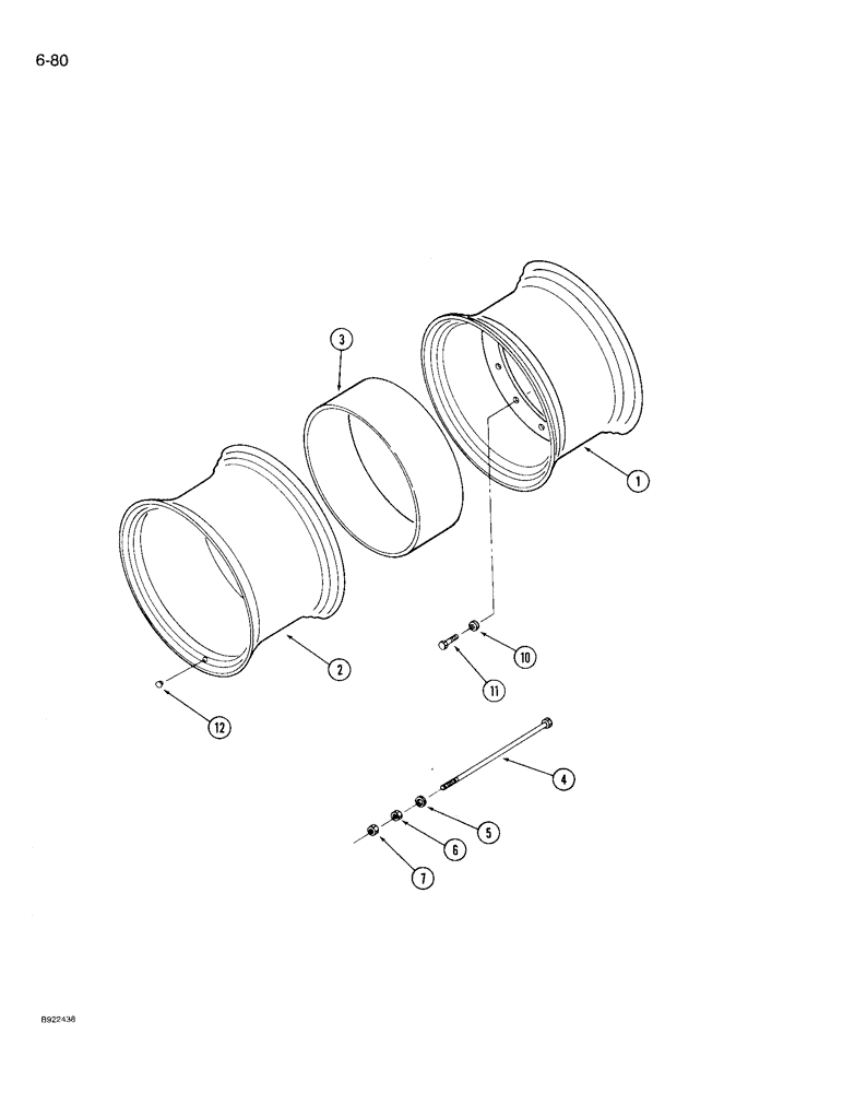Схема запчастей Case IH 9210 - (6-080) - WHEELS, WITH SPACER BAND DUALS, K593 AXLE (06) - POWER TRAIN