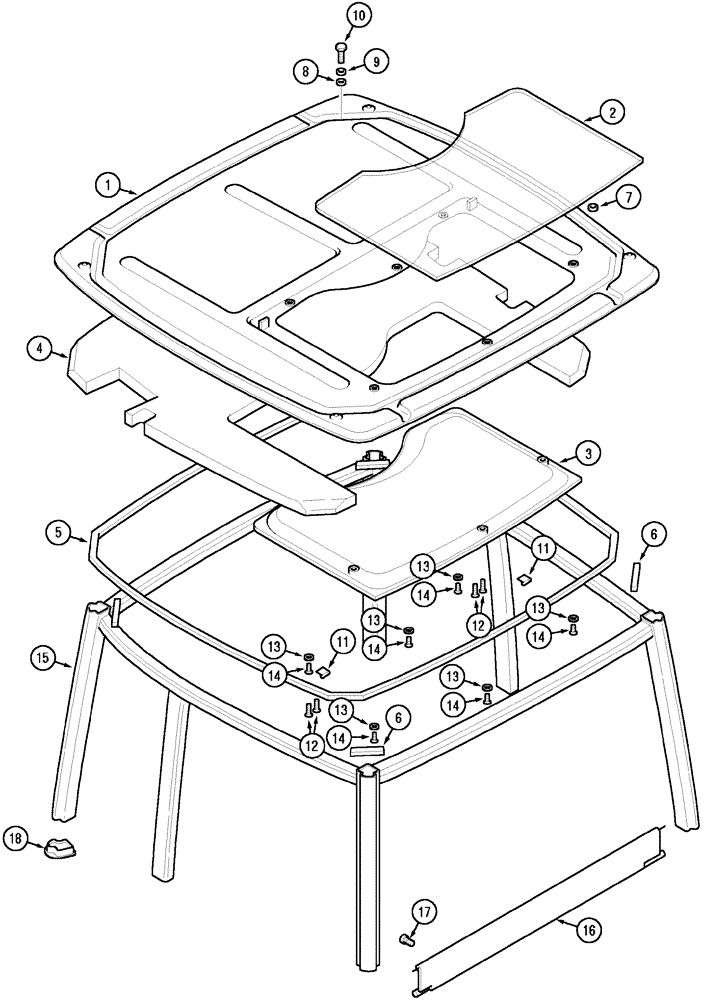 Схема запчастей Case IH MX80C - (09-43) - ROOF FRAME LP CAB (09) - CHASSIS